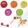 6 Pack Non-Toxic Squeaky Latex Dog Toys, Cute Emoji Dog Balls, Soft Interactive Chew Toys for Small Medium Dogs Puppies, Teeth C