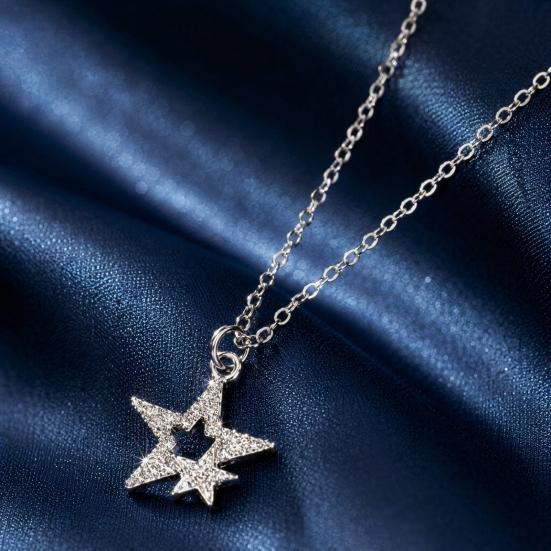 Five-pointed Star Necklace, Sparkling Rhinestone Stars Pendant Necklace, Adjustable Dainty Necklace Jewelry Gift for Women Girlfriend Friend