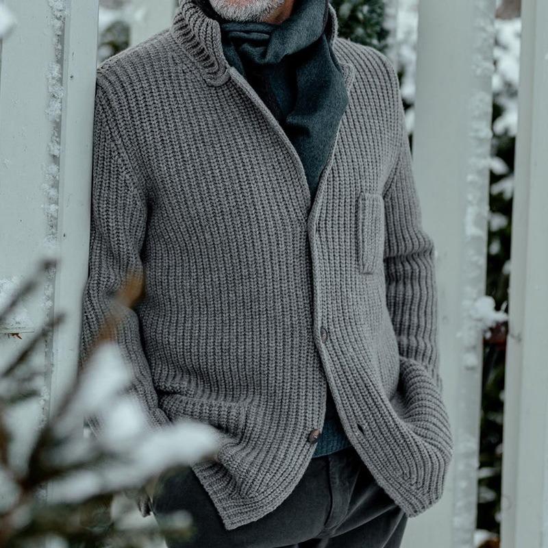 Sweater Stand-up Collar Slim-fit Knitted Cardigan 2025 Winter New Style Plus Size Casual Men's Clothing
