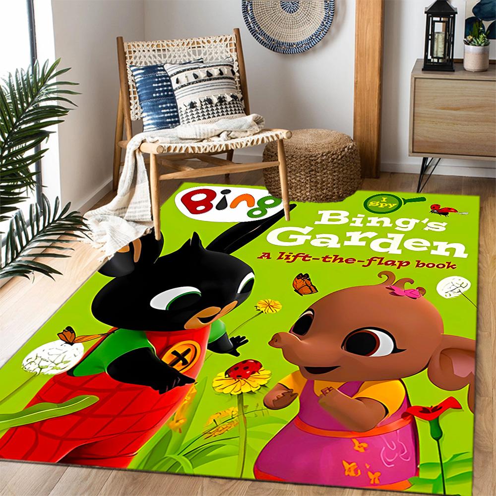 Bing's Birthday Celebration Themed Anti-Slip Rugs - Polyester Home Decor, Suitable for Bedrooms, Living Rooms, Doorways, Studios, and Decorations