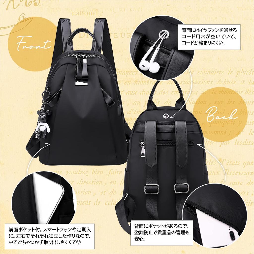 DESAFIANTE Women's Large Capacity Waterproof Lightweight Nylon Backpack for Commuting, Korea (Gray with Front Zipper)