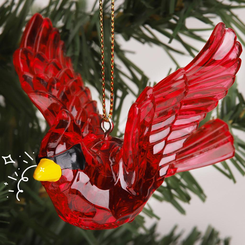 Christmas Red Bird Model Ornaments Christmas Tree Durable Acrylic Hanging Pendant for Wedding Holiday Home Party