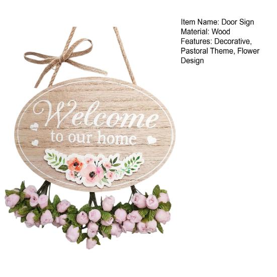 DYS Welcome Sign for Front Door, Entrance Door Plate, Pastoral Wooden Hanging Plaque Home Outdoor Wall Decor