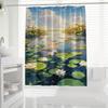 Modern Fresh Green Botanical Shower Curtain - Digital Print, Waterproof,  Serene Lotus Pond Design, Fashion Bathroom Decor