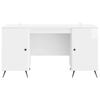 Glossy White Desk 142.5 X 50 X 75 Cm Engineered Wood