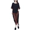 2 Pcs/Set Women T-shirt Pants Set Elastic Waist Round Neck Daily Wear Patchwork Cropped Pants Lady Summer Outfit Female Clothes