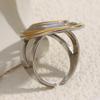 MamacitaSlay 316L Stainless Steel Two Tone Oval Thread Opening Ring Party Waterproof 18K Gold Plated Jewelry Women's Unique Gift