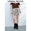 UR 2025 Autumn Grey Academy Pleated A-Line Skirt