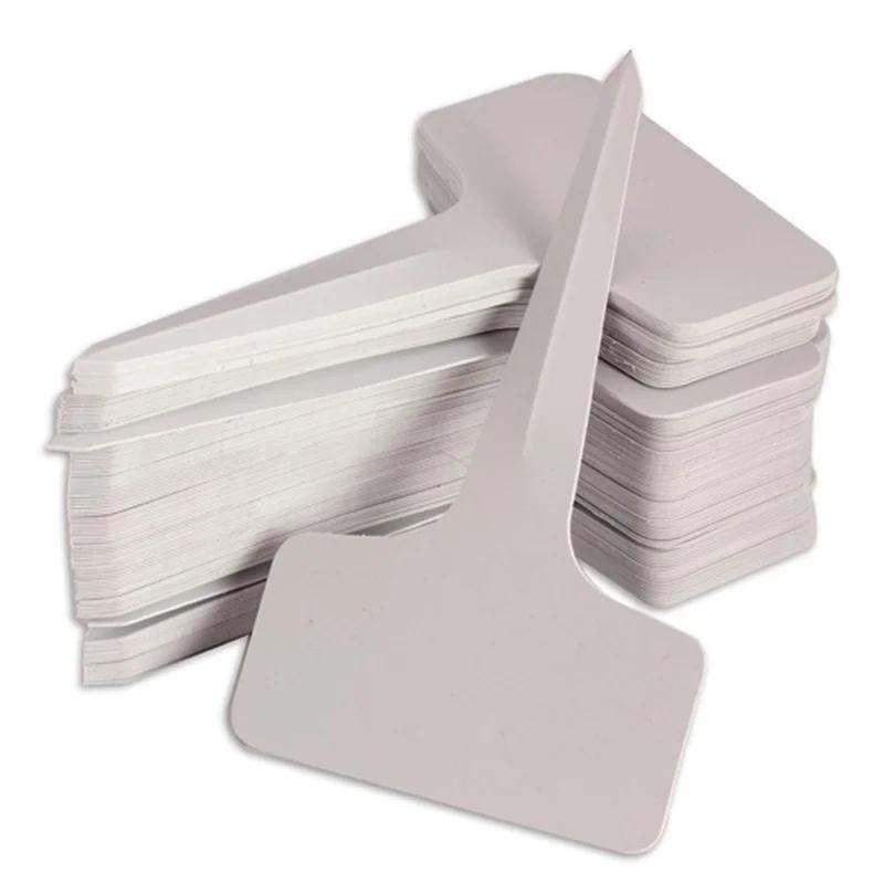 20pcs Garden Plant Labels Plastic Plant T-type Tags Marker 60*100mm Flower Seedling Potted Bonsai Succulent Garden Label White