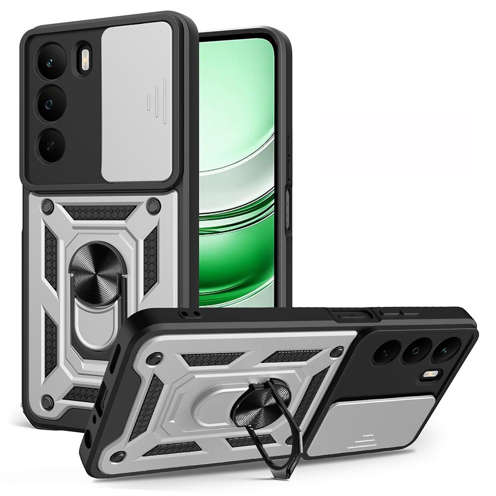 

Armor Funda для Realme C71 4G / Realme C75 4G Чехол Слайд Камера Кольцо-подставка Защитная крышка Ударопрочная Capa Realme C75 4G серебряный