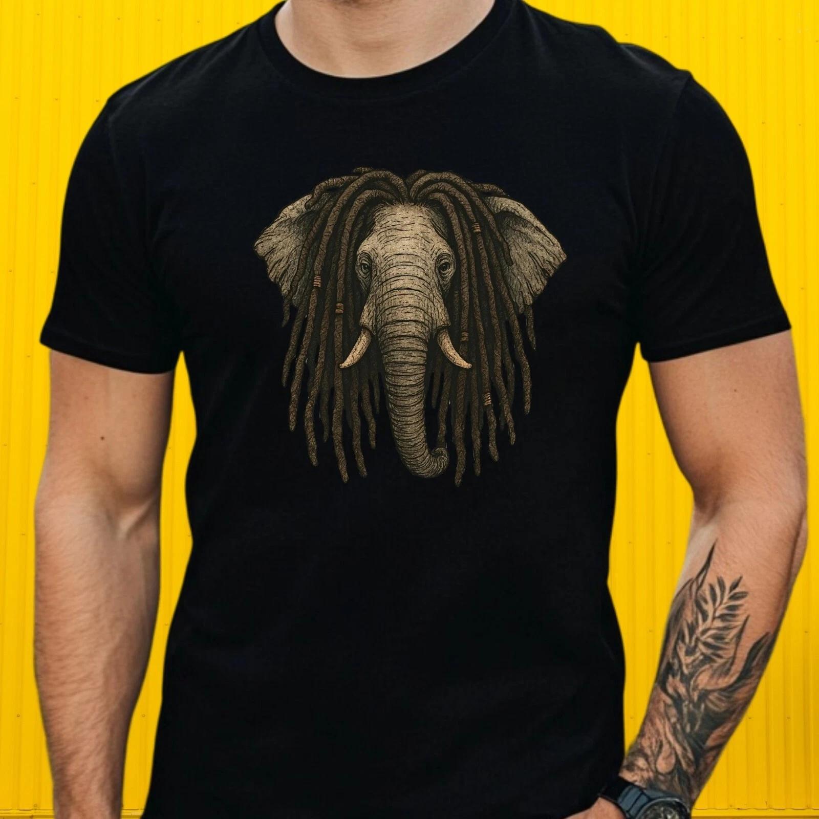 T-Shirt Herren Elefant mit Dreadlocks Motiv Baumwolle Größe S bis 5XL M