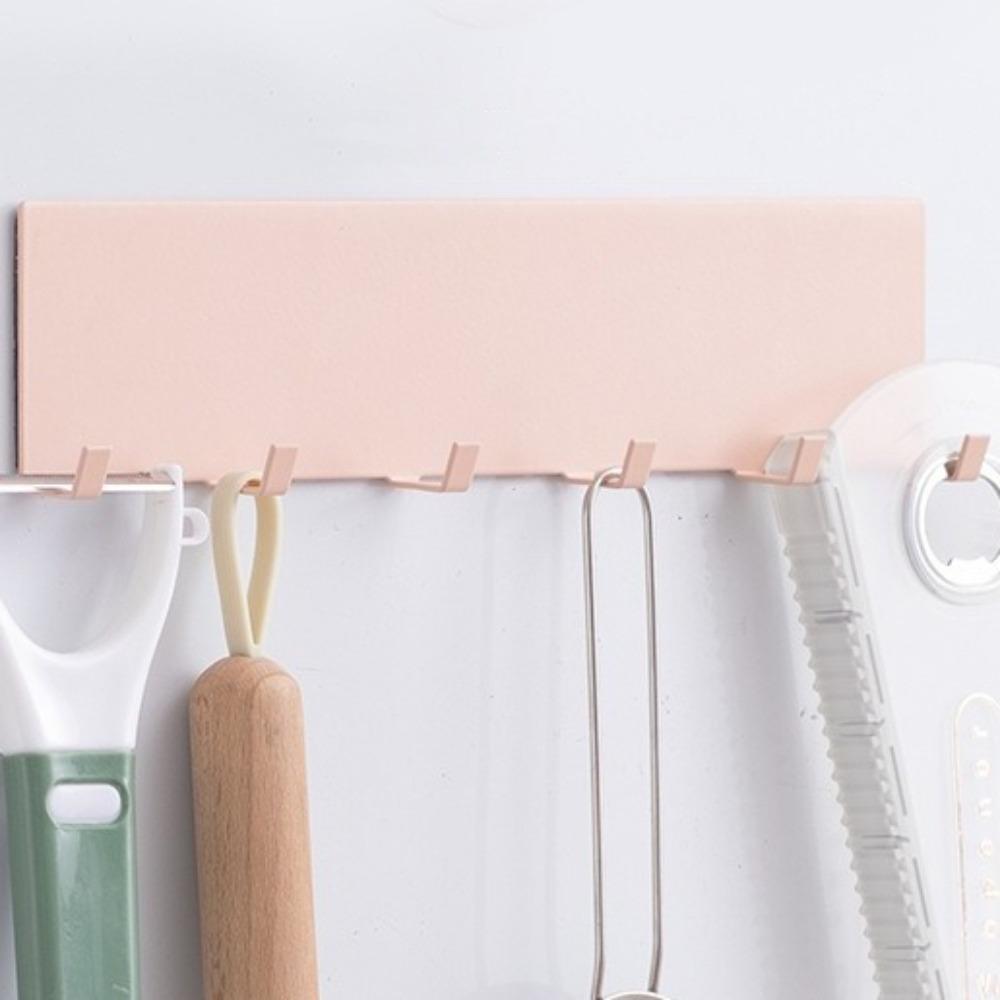 Wall Mounted Side Row Hook No Punch Side Storage Rack Minimalist Wall Hanging Rack  Laundry Room розовый