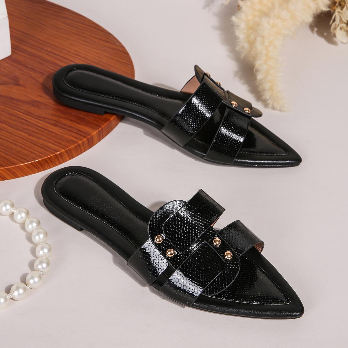 

Мода Мода Женская обувь Весна Новый стиль Остроносые Балетки Противоскользящие Универсальные Женские Сандалии Мягкая подошва Открытый носок Женские Шлепанцы 35