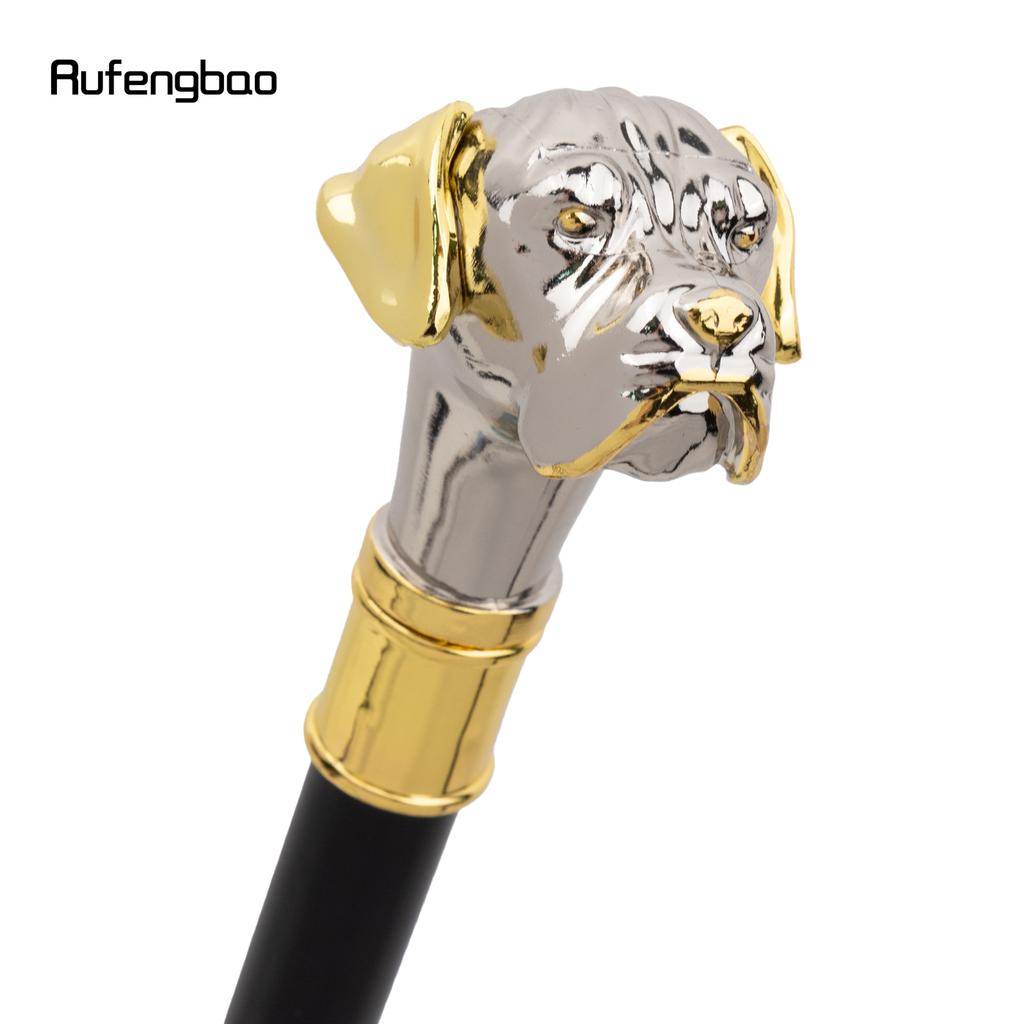Golden Silver Dog Handle Luxury Pattern Pekingese Stick Party Fashion Walking Stick Decorative Cospaly Cane Knob Crosier 92cm