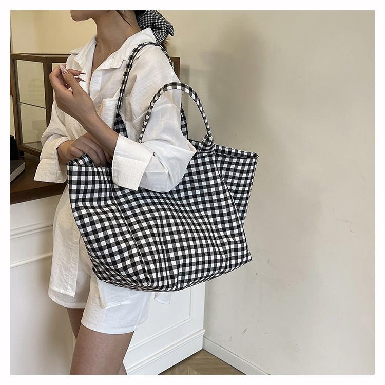 Women Plaid Large Capacity Tote Bag Fashion Shoulder Bag Handbag Shopper Storage Bag