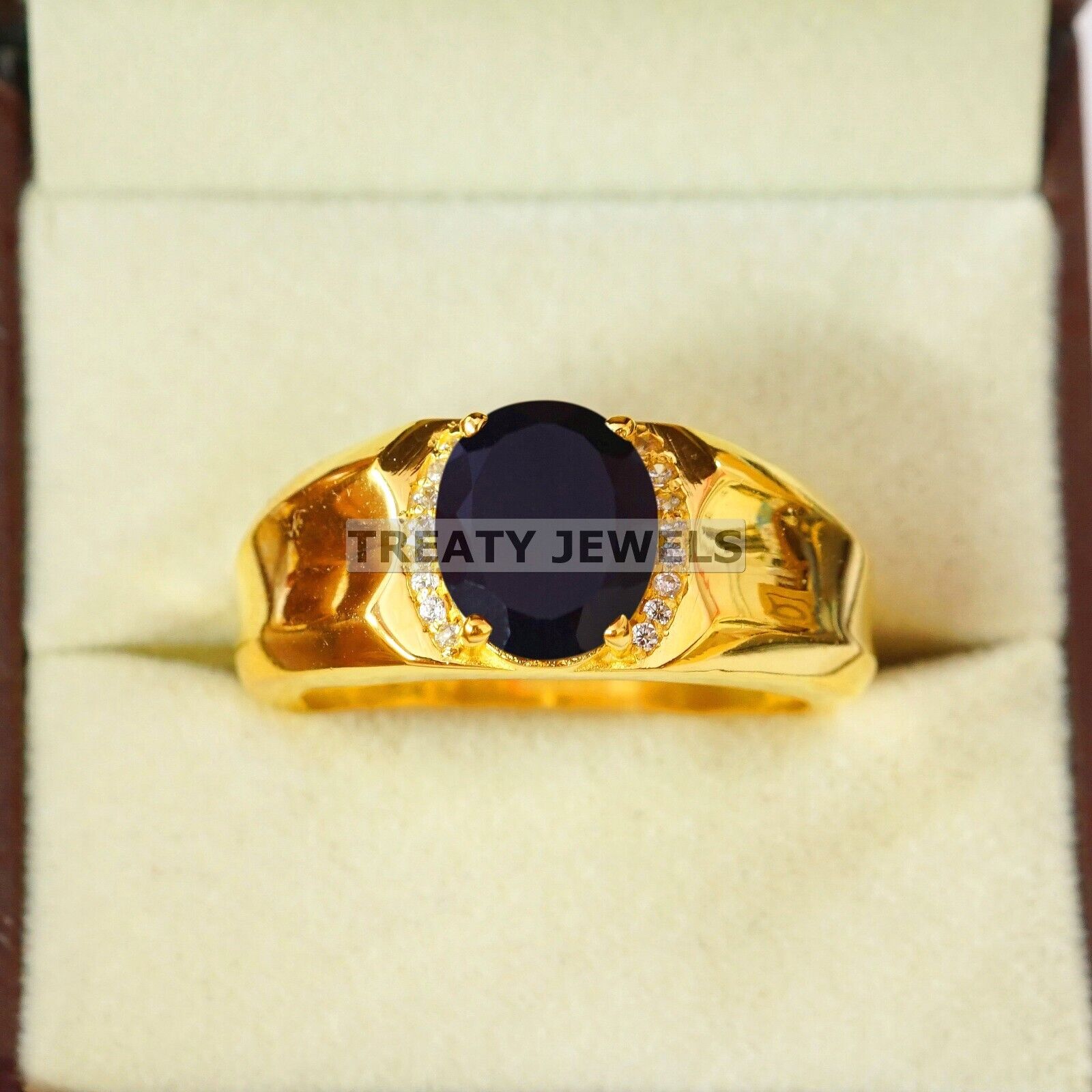 

Black Onyx Oval Cut With 925 Silver Gold Plated Ring For Men s #A799 JL375666834528 4-16 US золотий