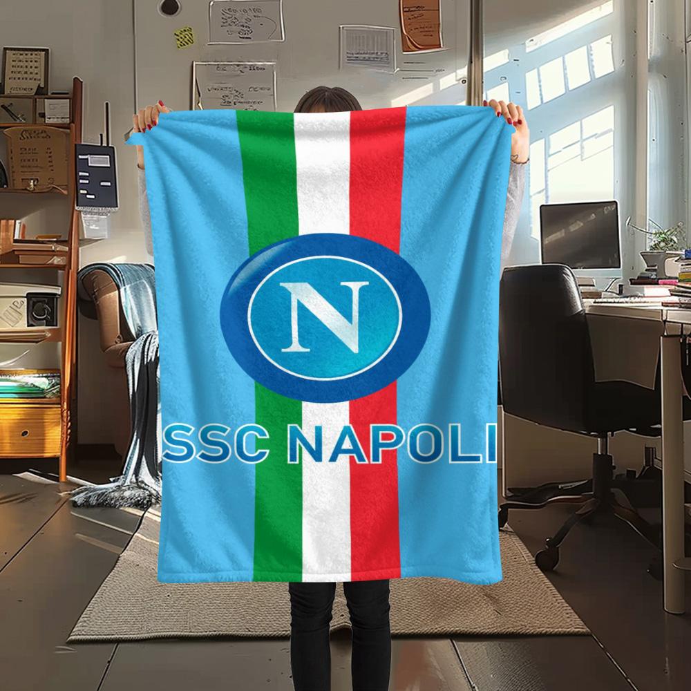 1Pc Napoli FC Print Flannel Blanket High Quality Warm Comfortable Cover for All Seasons Perfect for Gifts Home Decor