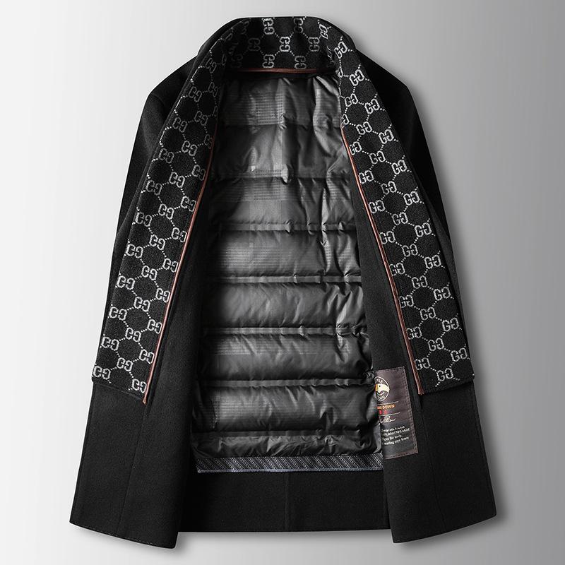 Осенне-зимний двусторонний плащ ручной работы из гусиного пуха с подкладкой из шерсти — фото 5