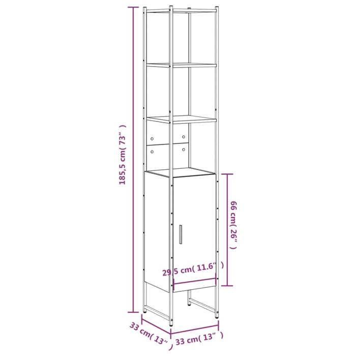 VidaXL Armoire de Salle de Bain, Colonne de Toilette, Placard de Rangement, Meuble de Bain Maison Intérieur, Moderne, Noir 842471