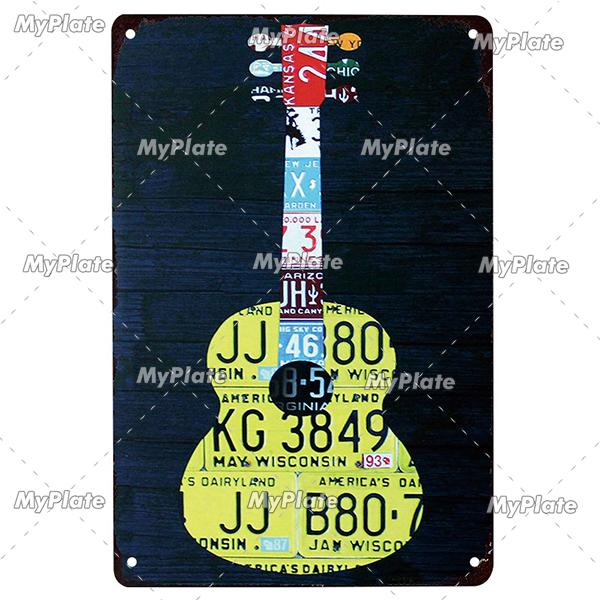 Hudba Gitar Vintage Plechová cedule Plechová cedule Rock Plaketa Domov Nástěnná dekorace Barová cedule Domácí Dekor Země Plakát Drop Shipping