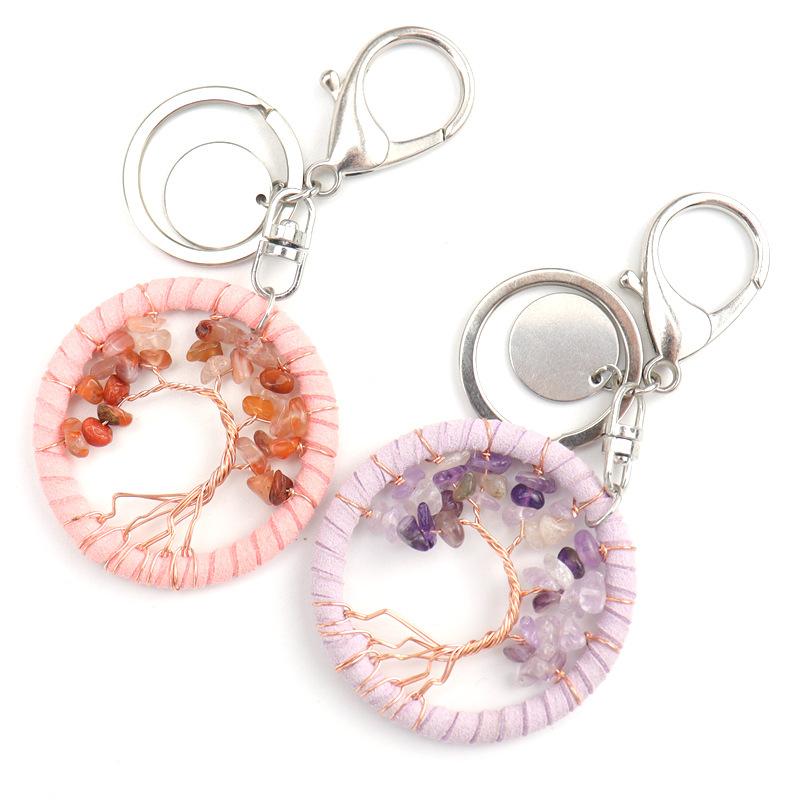 Creative Handmade Tree Of Life Pendant Key Pendant Leather Rope Keychain Jewelry Bag Pendant K12