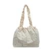Small Fresh Literary Canvas Bag Women's 2025 Summer New Trendy Korean Version Pleated Shoulder Bag Large Capacity Tote Bag