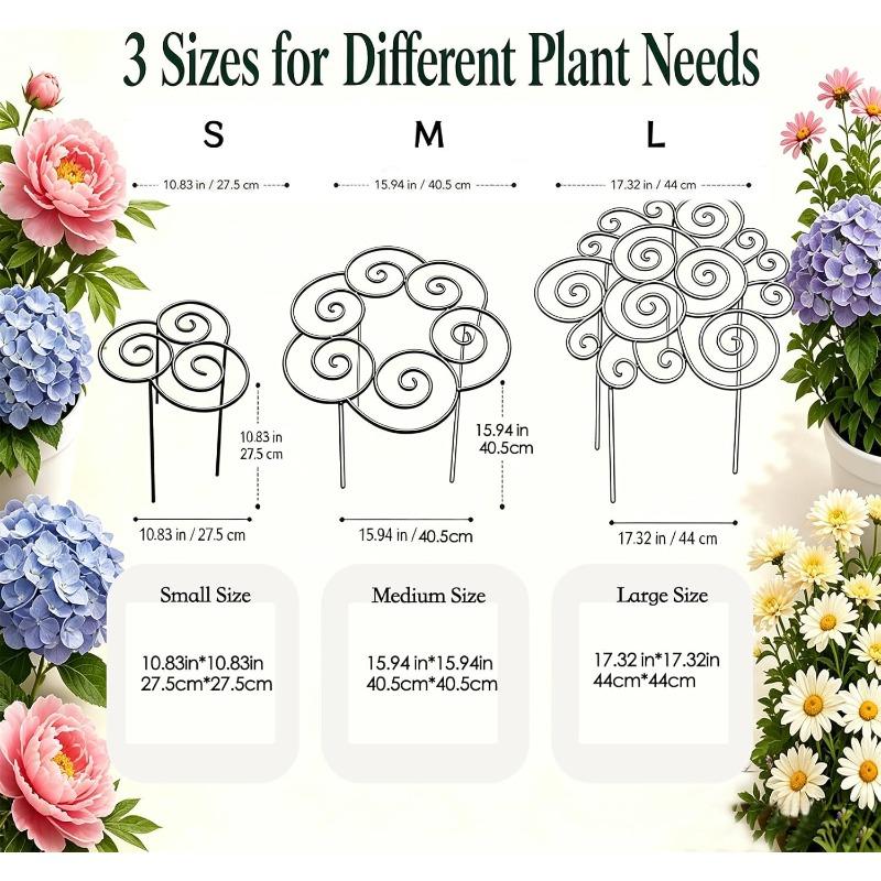 Anneau de Support Métallique pour Plantes de Jardin, Cage Robuste pour Pivoines Dahlias, Support à Fleurs Empilable pour Plantes d'Intérieur et d'Extérieur, Anneau Décoratif à Traverser