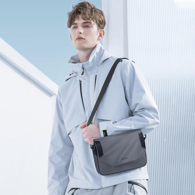 GOLF Shoulder Bag with Flip Cover, Crossbody Bag, Water-Resistant Commuter Bag, Sport Messenger Bag, Grey