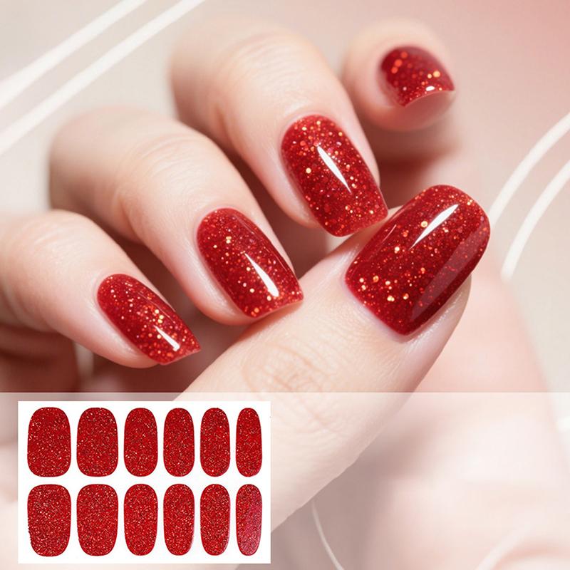 Gradient-Stil Nagellack-Aufkleber Set Selbstklebend Wasserdicht Glitzer Falsche Nagel-Aufkleber