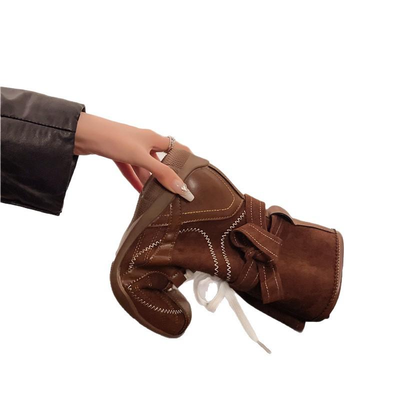 Inner height increase small retro Martin boots autumn and winter boxing boots frosted leather lace-up Dexun knight boots