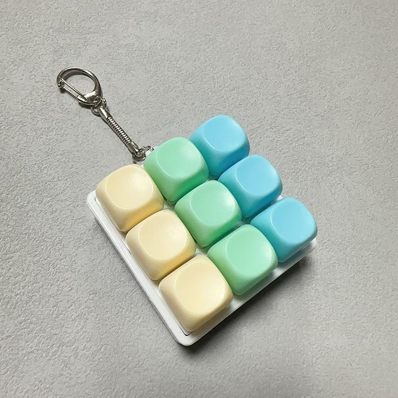 9 Keys Keyboard Fidget Keychain Antistress Keyboard Button Fingertip Key Cap Pendant Stress Relief Toys For Children Adults Gift