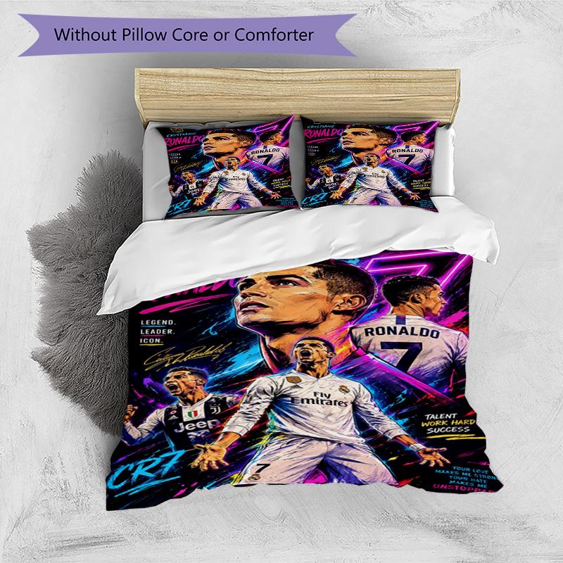 Ronaldo's Portugal's Cristiano Ronaldo Wins World Cup Bedding Set, Breathable Duvet Cover with Pillowcases, Soft Bed Linen for Bedroom Home Decoration