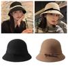 Elegant Bowknot Belt Woolen Hat Equestrian Breathable Elegant Bowknot Belt Belt Hat Holiday Vacation Western Sun Hat