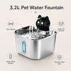 Pet Fountain Motion Activated Waterer for Small Kitten Animal Households, 3.2 L Indoor Drinking Fountain with Metal Bowl for Routine Household Use