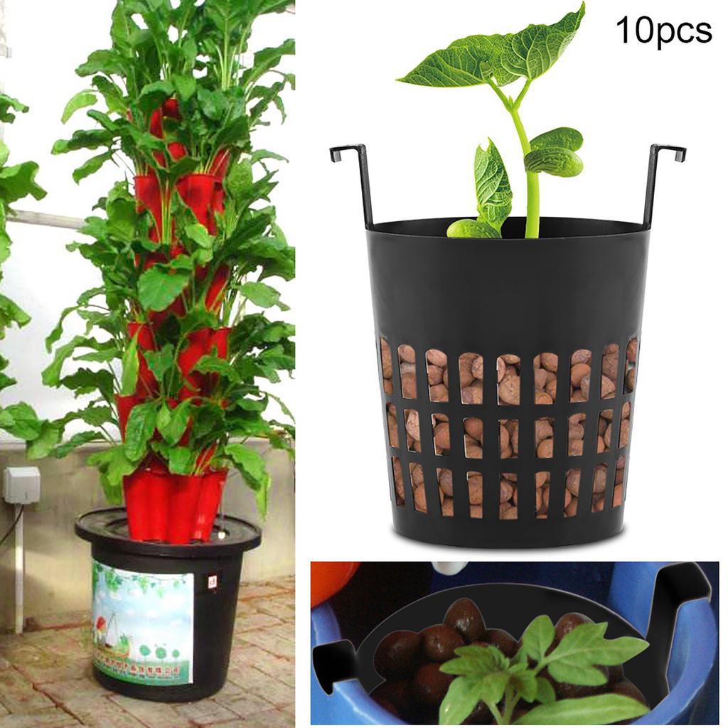 10Pcs Plastic Mesh Plant Basket for Hydroponic Plants,  , Breathable, Efficient Growth, Plant Marking with Grooved Mesh, Differentiation