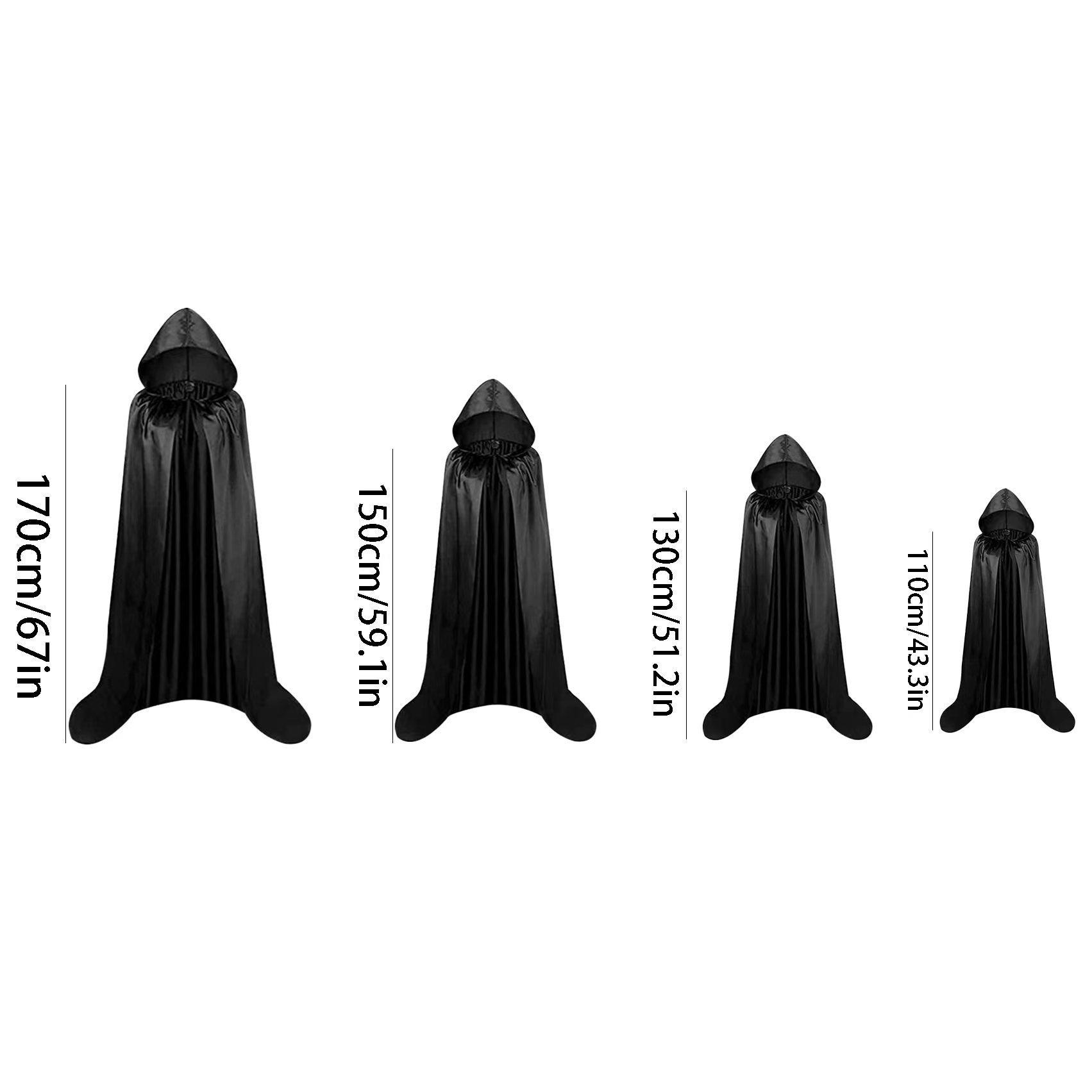 

Плащ на Хэллоуин для взрослых и детей, атласная ткань, плащ смерти, плащ волшебника и дьявола, реквизит для костюмированной вечеринки в ночном клубе 130cm чёрный