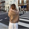 Long-sleeved Fur Collar Hooded Sweater Autumn and Winter Inner and Outer Wear Dual-purpose Ladies Solid Color Zipper Blouse Slim Knit Ladies Cardigan