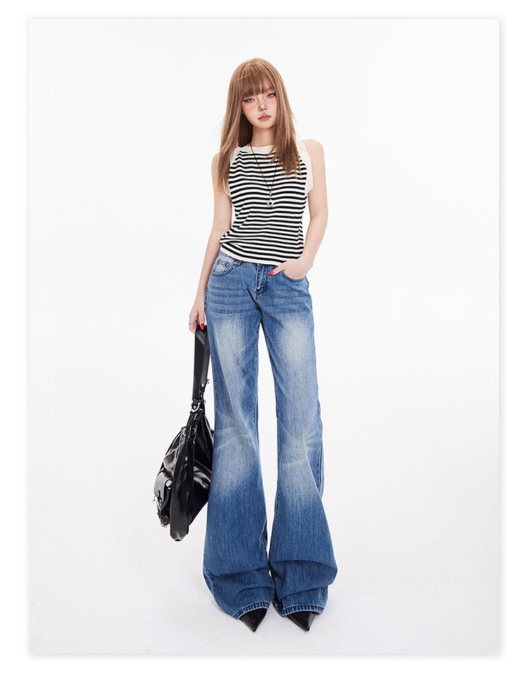 American Spicy Girl Low-Waist Micro-Flare Women's Jeans - 2025 Spring/Autumn Collection, Loose-Slim Fit