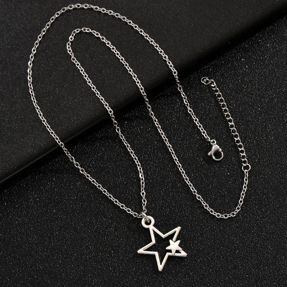Hollow Choker Star Pendant Necklace Zinc Zinc Alloy Korean Clavicle Chain  for Women Men