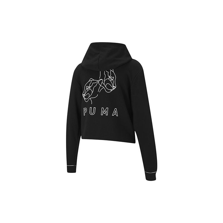 Puma Style Cat Cropped Hoodie Women Tops Black 587162-01
