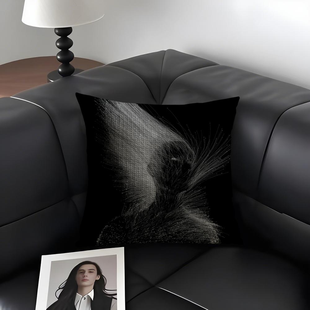 

1PC Black White Art Design Cushion Cover Natural Linen Organic Fabric DoubleSided Printing Sofa Home Decor Gift Pillow Case 30X30cm