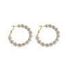 Light luxury fashion silver needle hand-woven pearl earrings women's temperament earrings versatile beaded earrings