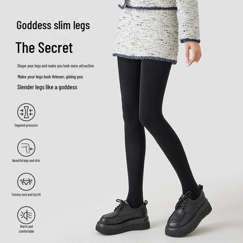 Women's Velvet Striped Leggings: Warm Cotton, Hip-Lifting & Slimming Black Pantyhose for Autumn/Winter Outerwear.