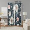 2 pcs   versatile polyester transparent curtains for home decoration Elegant White & Pink Floral for use in bedrooms and living