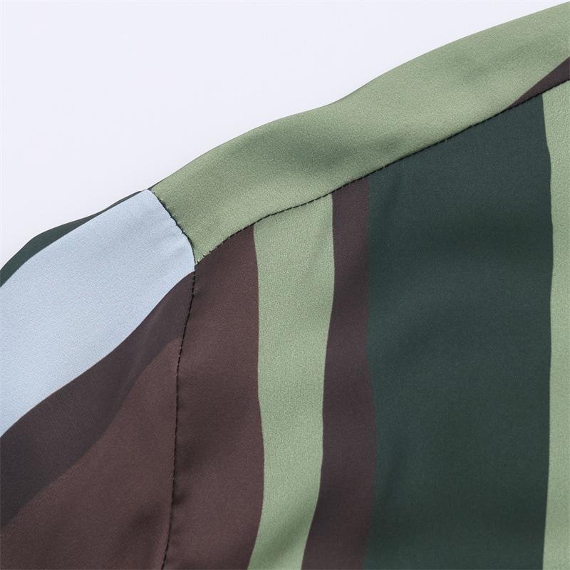 2025 Autumn Elegant Striped Silk Satin Shirt