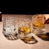 360 Degree Rotating Wine Glass 280ml Swivel Whiskey Glass with Base Lead-free Tumbler for Stress Relief And Aroma Infusion