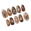 24pcs Amber Rose False Nails Press On Nails With Oil Paint Flower Designs Long Almond Elegant Sizzy Autumn Fake Nails Wearable