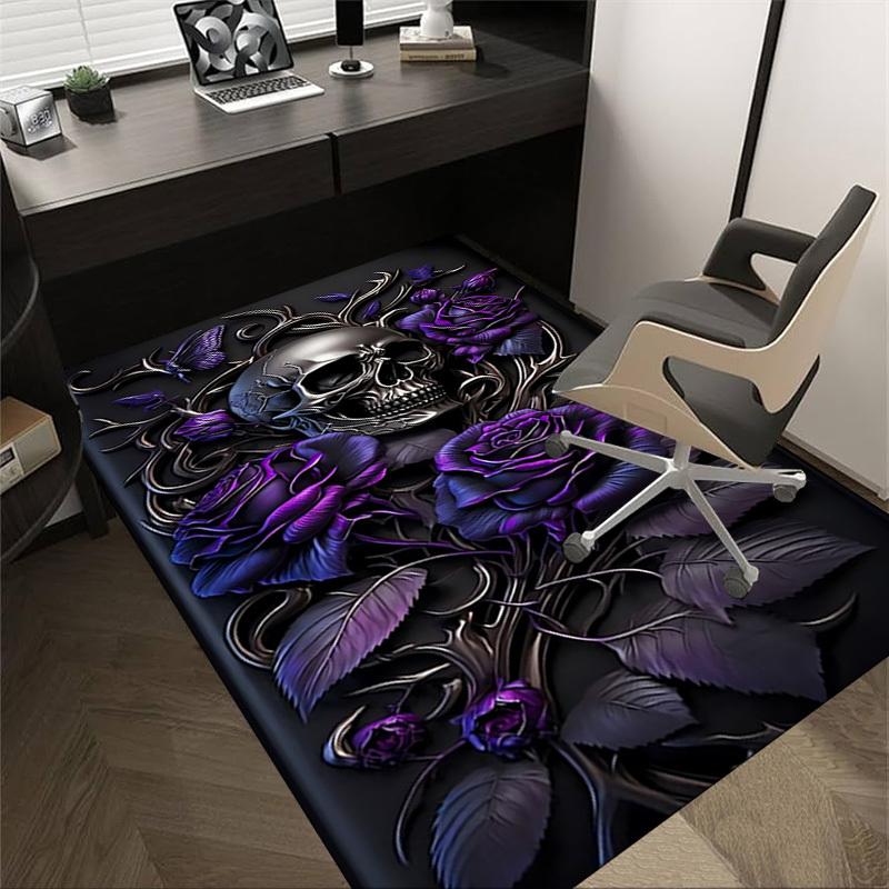 1pc Skull Roses Carpet, Office Rug Outdoor Mat Home Decor Area Carpet Festival