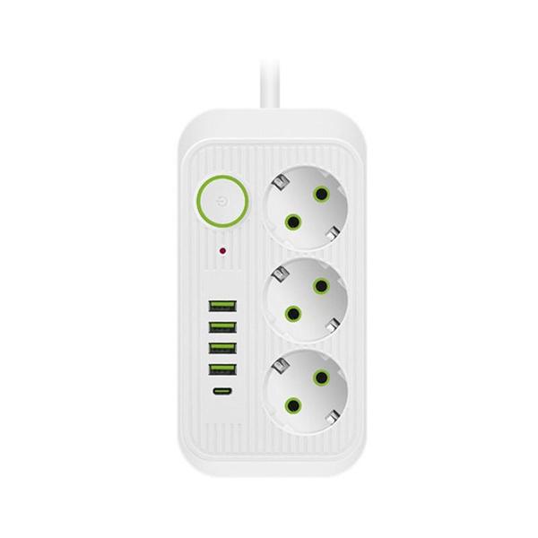 1PC Portable EU Plug Power Strip, 3/6 Widely Outlets with 5 USB Ports (1 USB C), Extension Socket for Travel Office Dorm Home