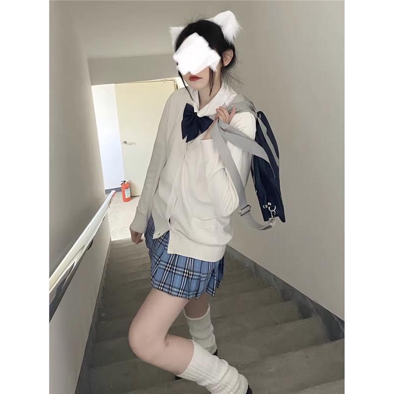 Japanese JK Knitted Cardigan - Autumn/Winter Solid Color Campus Style Loose Sweater Jacket JK Uniform